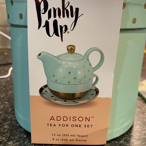 Addison Mint Tea for One Set by Pinky Up-12 oz Teapot & 8oz Teacup-NEW